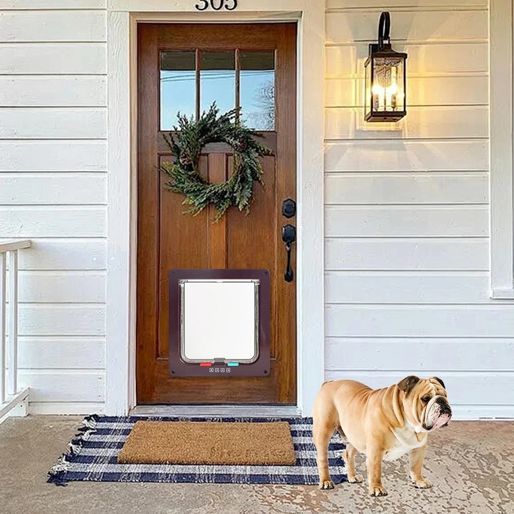 Cat Flap Door with 4 Way Security Lock Puppy Kitten Safety Pet Door ABS Plastic Small Pet Gate and Sliding cat door pet door