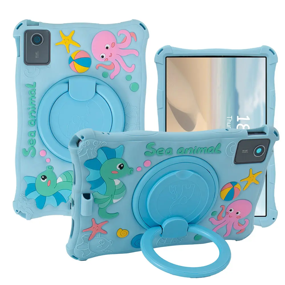 11-Inch Cartoon Rotating Soft Silicone Tablet Case
