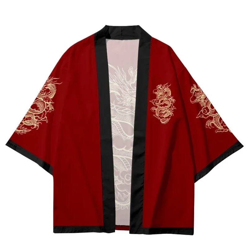 Dragon Graphic Japanese Cardigan Kimono Ladies Traditional Asian Chinese Style Children Haori Harajuku Beach Yukata Men Japanese Kimono Cardigan Japanese Kimono Japanese Kimono Shirt