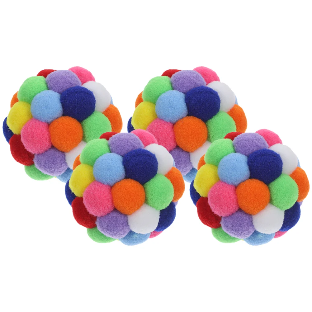 

Interactive Cat Toy Balls with Bells Set of 4 Fuzzy Balls for Indoor Cats Fun and Engaging Kitten Toys