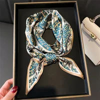 2025 Spring Scarf Women New Design Print Silk Feeling Hairbands Foulard Neckerchief Lady Long Skinny Ribbon Bag Ties 2