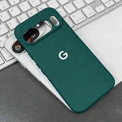 Premium Liquid Silicone Case with Soft Microfiber Lining and G Logo - Google Pixel 10 Pro XL (Dark Green)