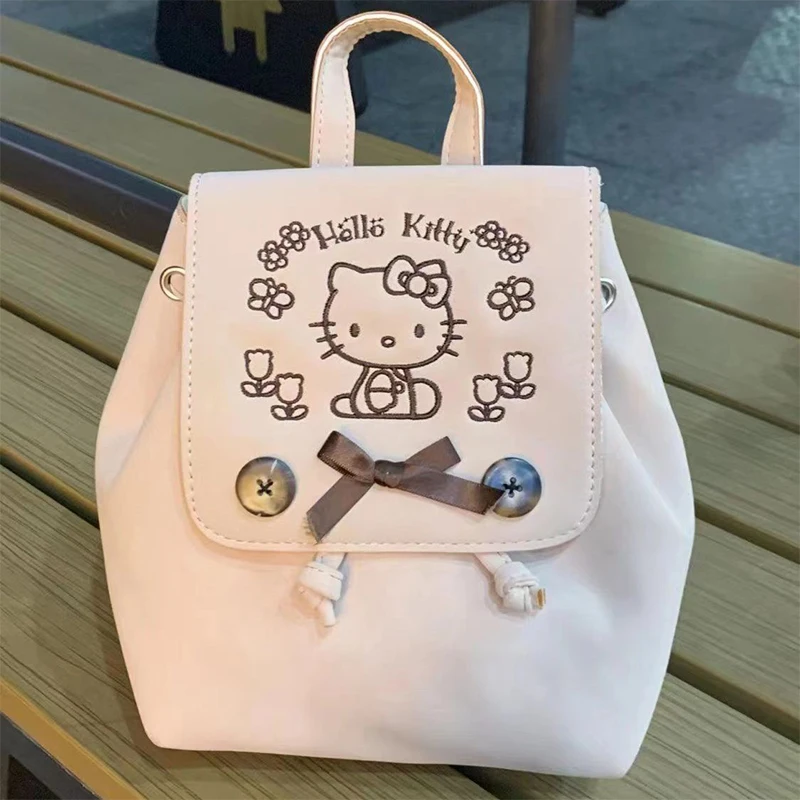 

New Kawaii Sanrio Hello Kitty Handbag Cartoon Anime Mini Embroidered Backpack Cute Kt Cat Sweet Outgoing Handbag Girl Toy Gifts