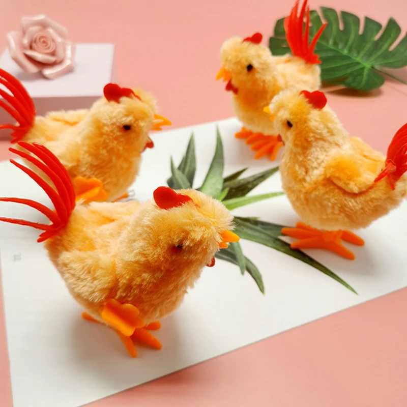 1Pc Big Rooster Wind-up Toy Chicken Clockwork Plush Jumping Toy Easter Gift Kid Educational Interactive Toy Birthday Gift