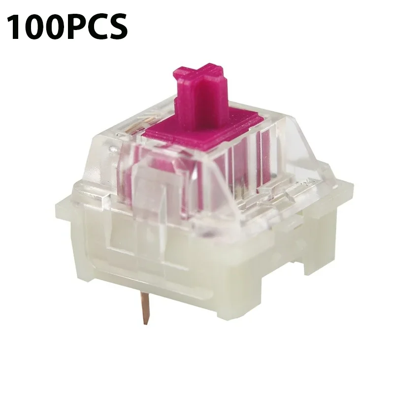Enhanced Wine Red Mechanical Keyboard Linear Switch - POM Transparent RGB Custom DIY 3-Pin Switches