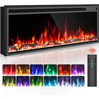 Electric Fireplace-50 Inch Fireplace Heater and Linear Fireplace W 15 Belt Light Colors-Fireplace Insert W 5100 BTU Heat Output 1
