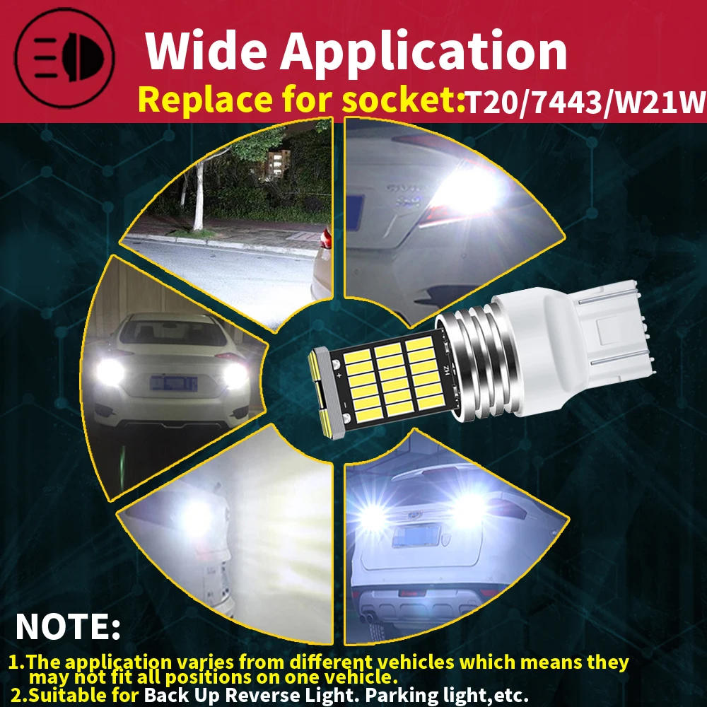 Super Bright LED Reverse & Daytime Running Light Bulbs - 6000K White, Pack of 2