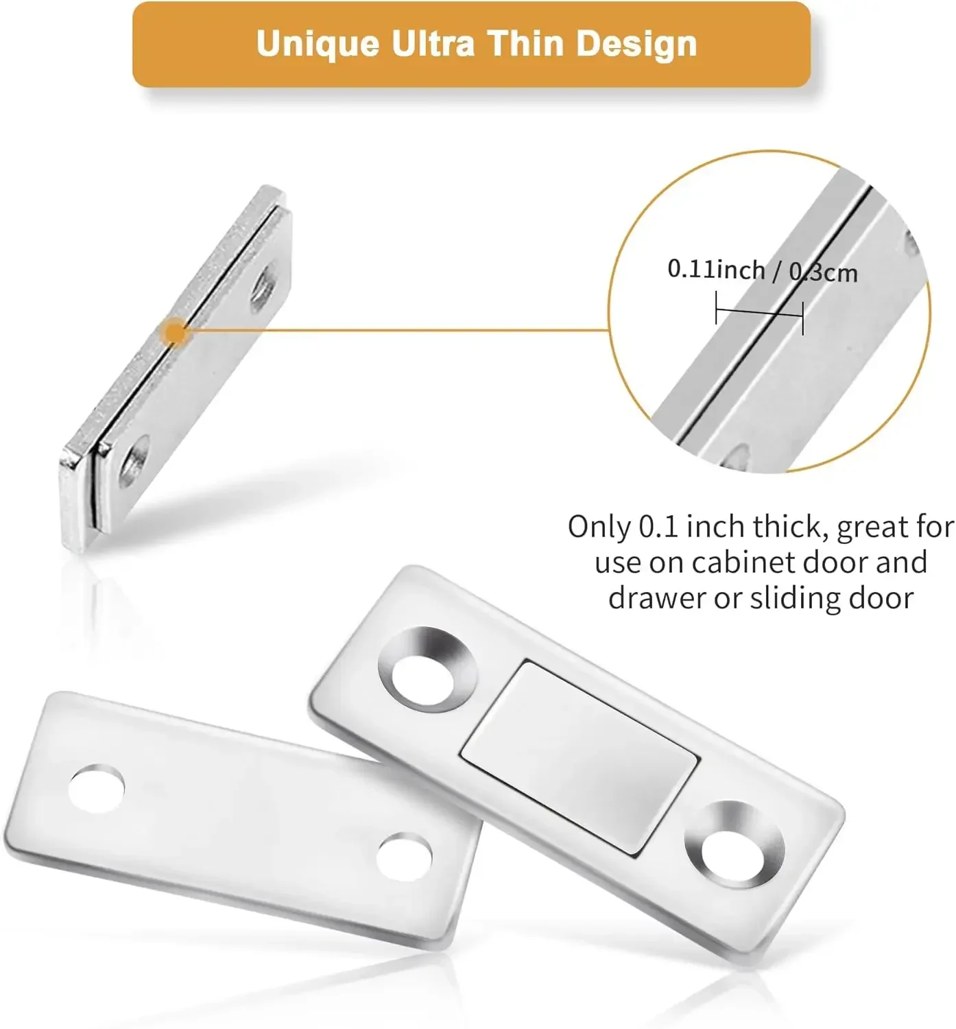 Magnetic Cabinet Catches Ultra Thin Door Strong Magnets Stopper Invisible Adhesive Drawer Magnet Lock for Kitchen Closet Closer