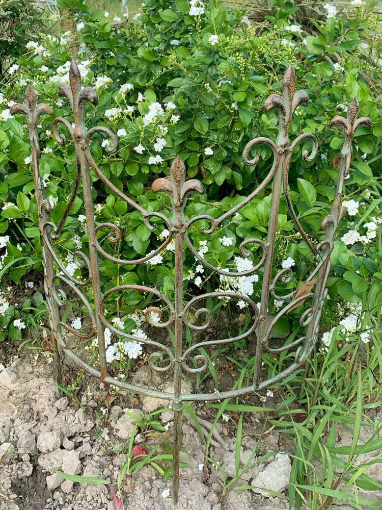 Vintage Distressed Iron Garden Fence and Trellis