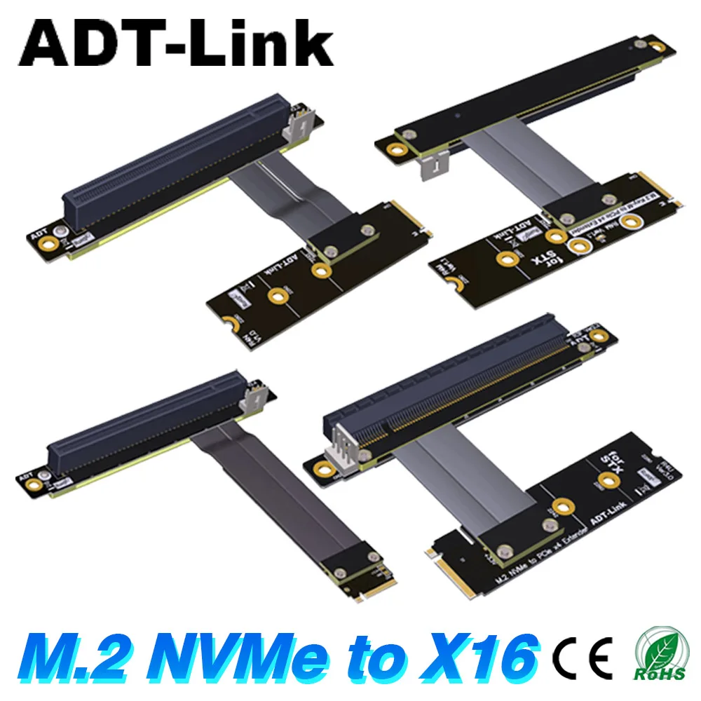 

ADT-Link M.2 NVMe To PCI Express X16 Extension Riser Cable for PCIe X16 Nvidia/AMD Graphics Cards To M.2(ultra SSD, M-key) NVMe