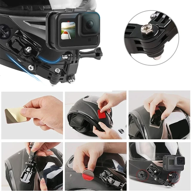 Kit de montage de casque de moto pour caméra d'action Insta360 X4 X3 Gopro 12 11 10 9 Dji Osmo, support de caméra de sport intégral sécurisé 5