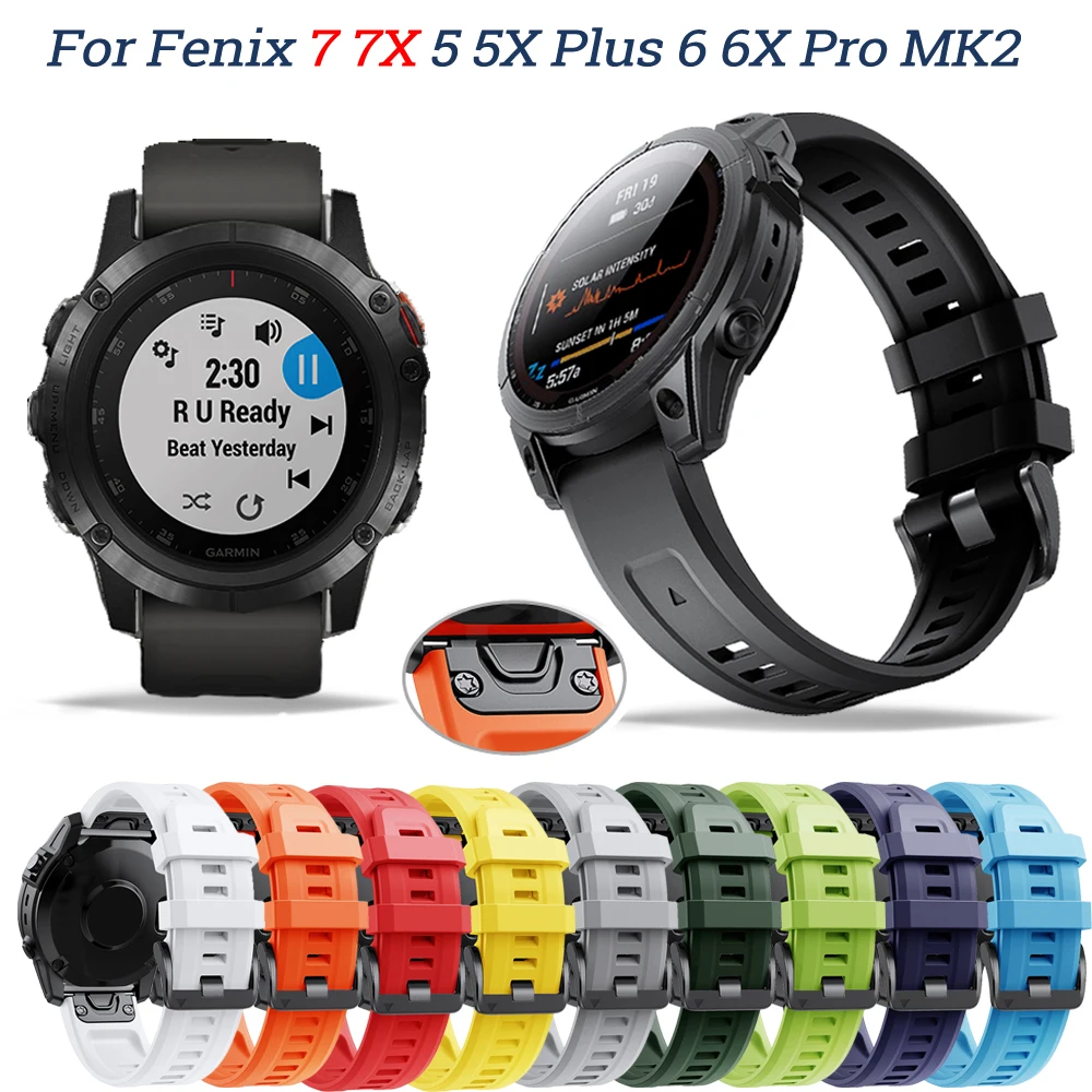 

Ремешок силиконовый для наручных часов Garmin Fenix 7 7X 6 6X Pro 5 5X 3HR Enduro