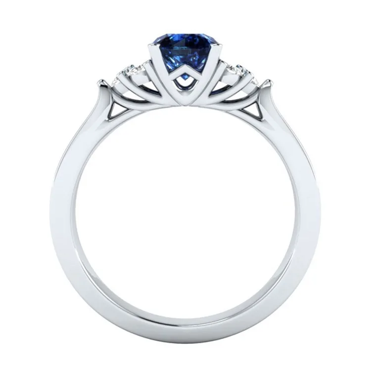 Genuine Natural Sri Lanka Sapphire S925 Sterling Silver Ring Birthstone Engagement Design Ring Ladies Blue Gemstone Fashion silver rings gemstone ring