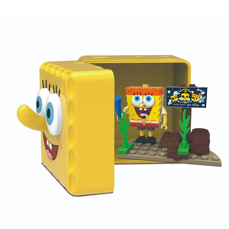 SpongeBob SquarePants Surprise Adventure Carrier Assembly Building Blocks Pie Big Star Crab Boss Doll Children's Birthday Gift