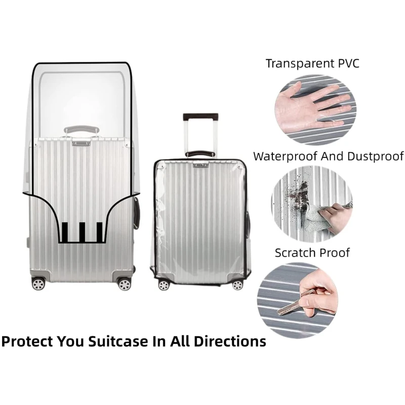 New 20-30inch Luggage Cover Transparent Protector Waterproof Thickened Suitcase Cover PVC Rolling Cover for Traveling Suitcase 4