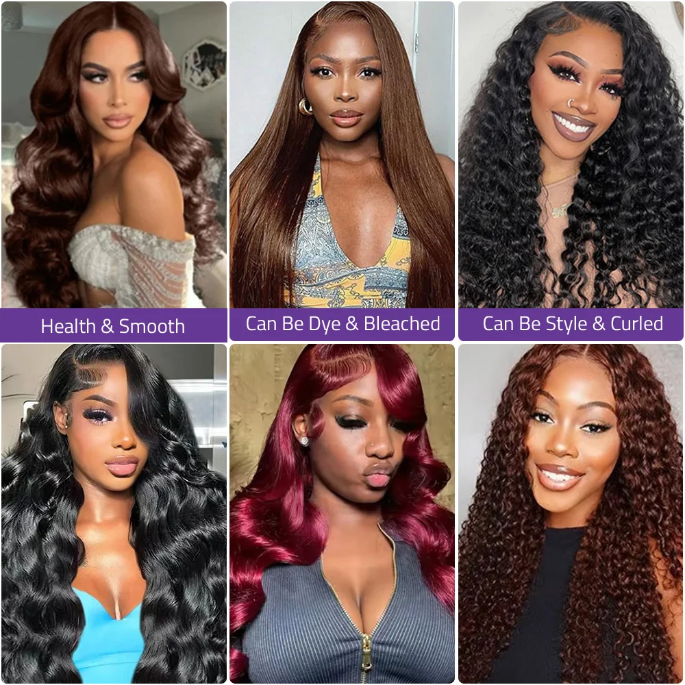 220 Density 40 Inches Chocolate Brown Body Wave 13x6 HD Lace Front Human Hair Wig 13x4 Lace Frontal Wig Brazilian Remy Hair Wigs 3