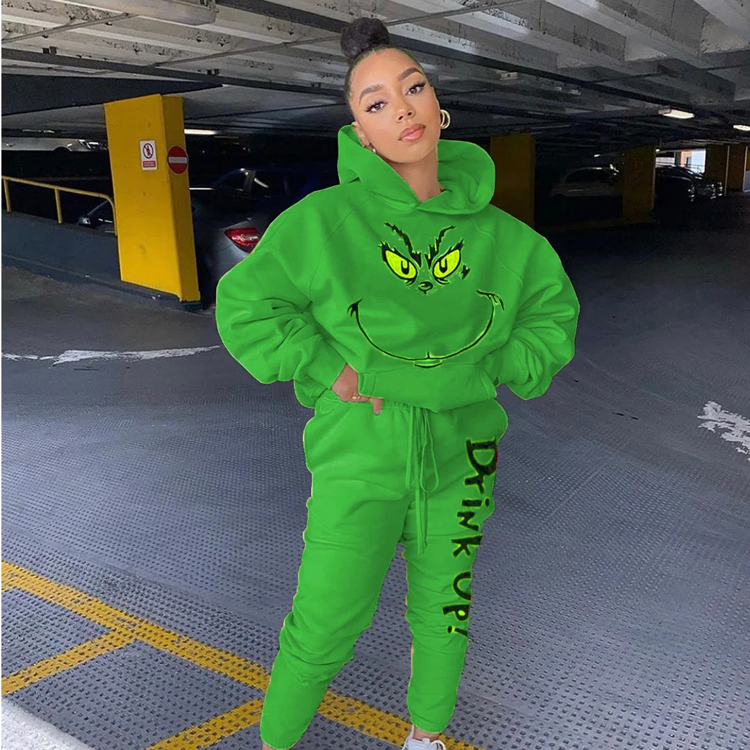 Streetwear 2 Piece Set Woman Suit Hooded Tracksuit Print Long Sleeve Sweatshirt Sweatpants Pant Sets Sweatsuit Jogging Suit