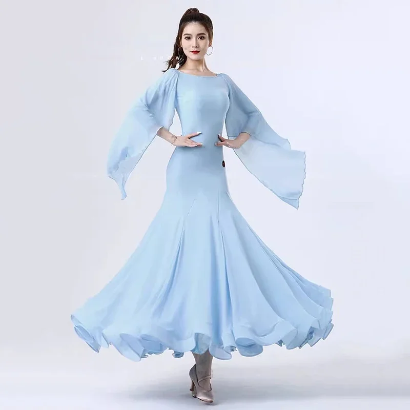 

Women's Elegant Lace Party Modern Costumes Big Swing New Ballroom Dance Dress Waltz Performance Stage Wear Clothes