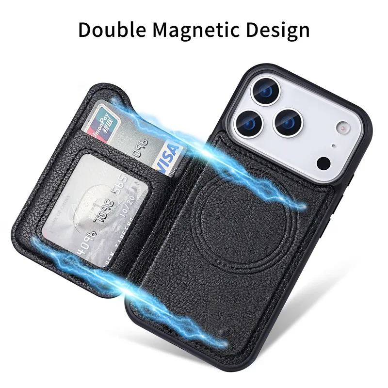 Magsafe Magnetic Flip Leather Wallet Phone Case with Card Holder