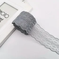 Elegant Metallic Lace Ribbon - 10m Embroidered Trim for Sewing, Crafting, & Decorative Projects (Grey)