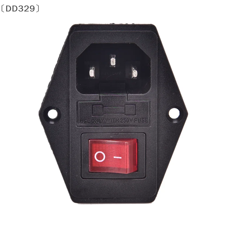 〔DD329〕 NEW 3 Pin AC Inlet Male Plug Power Socket With Fuse Switch 10A 250V 3Pin