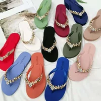 Slippers Women Glitter Flip Flops  Summer 2023 Fashion Outdoor Rhinestone Chain Wedge Beach Slippers Jelly Hawaiian Flat Sandals - Image 5