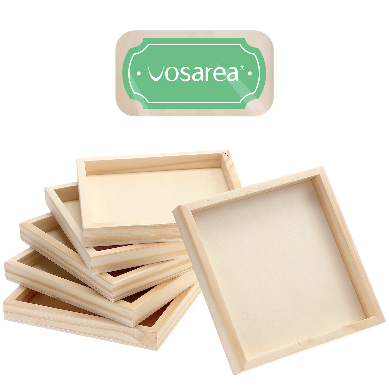 6 Pcs Small Wood Trays Storage Wooden Unfinished Mini Puzzles
