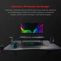 Ergonomic Curved 3-Sided LED Z-Leg Gaming Desk, Black 2