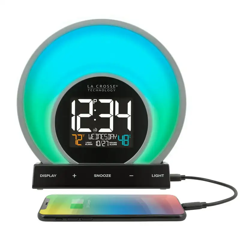 

Soluna Sunrise & Sunset Light Alarm Clock with USB charging port, C80994 Desktop led display Date and time clock wirelesss Digit