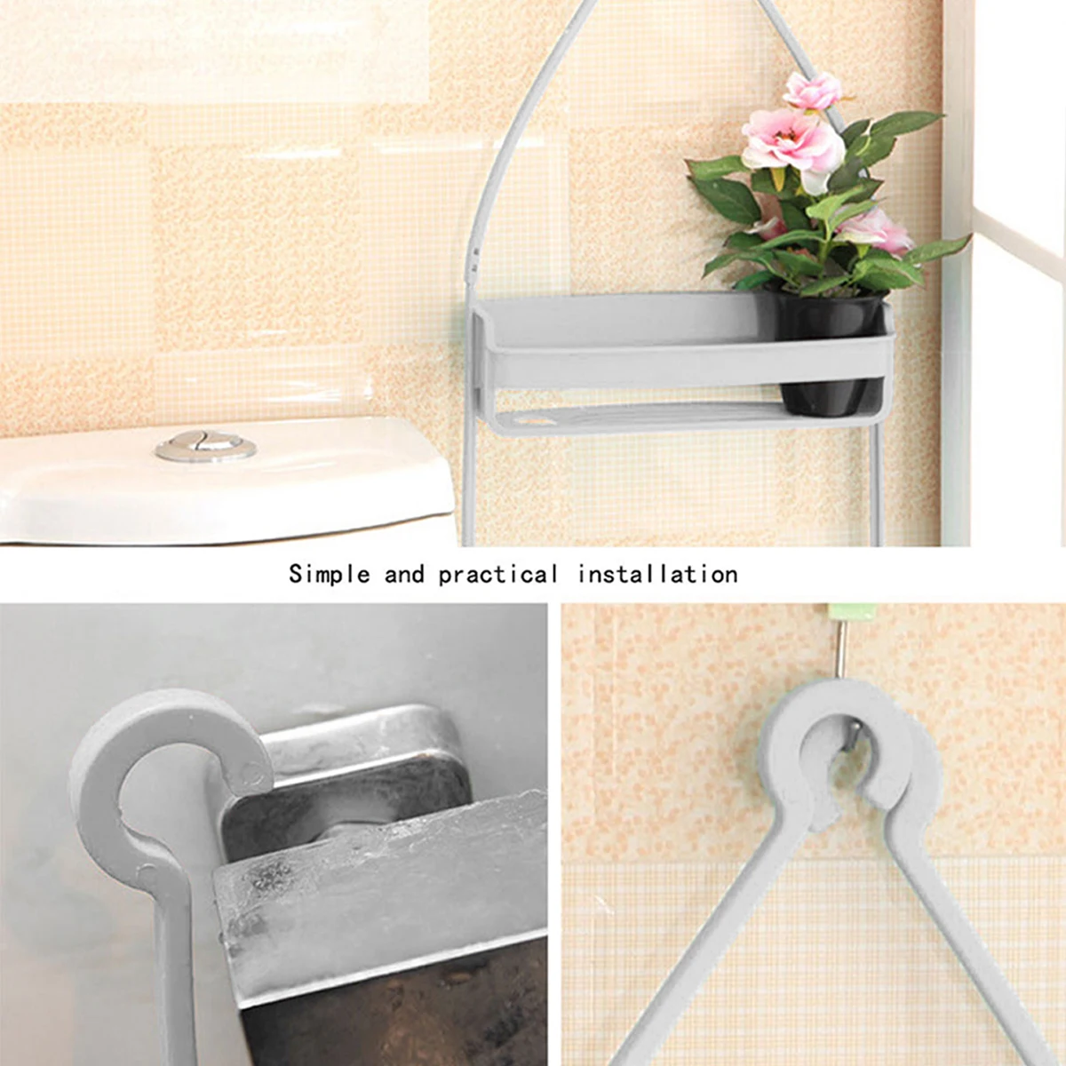2/3 Layers Hanging Shower Shelf Wall Mounted Storage Basket Bathroom Shelf Organizer Shampoo Holder Storage Rack Bathroom Basket 5