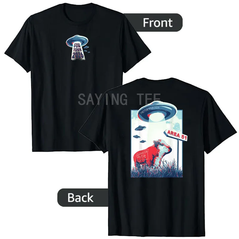 Pro Fun 2026 Tour T-Shirt Y2k UFO Alien Grafik Streetwear Kleidung Humor Lustige Kurzarm-Blusen Neuartige T-Shirts Personalisiertes Oberteil