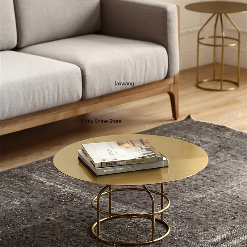 Nordic Metal Gold Iron Coffee Tables Rounded Sofa Table Living Room