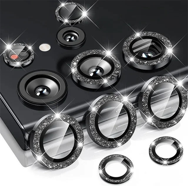 Glitter Camera Ring with Back Lens Screen Protector and Cap Case