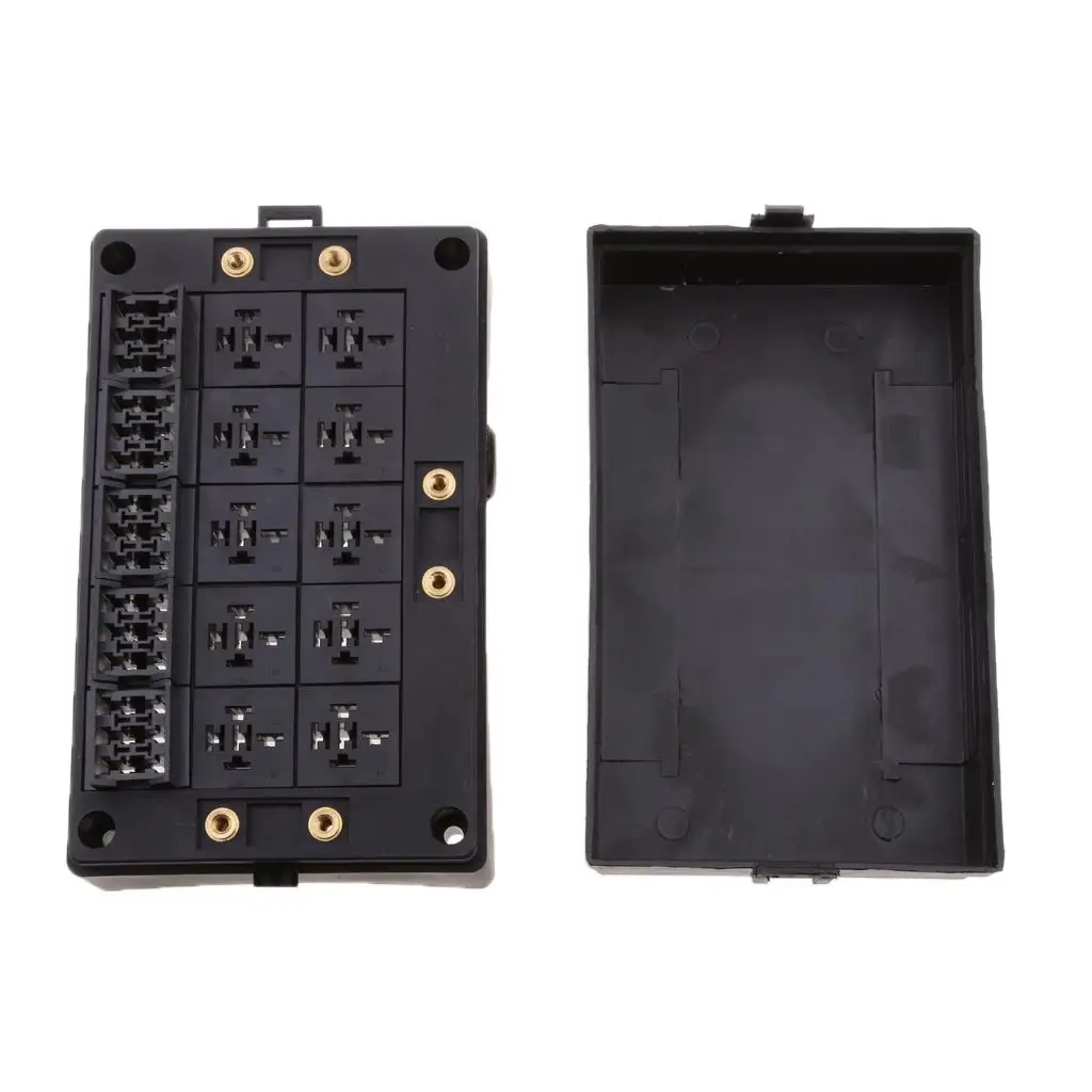 Car 18-Way Blade Fuse Holder 10-Way Relay Socket Fusebox Distribution Block
