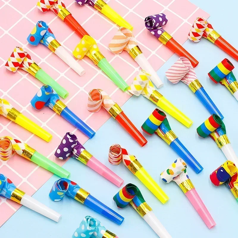 30PCS Colorful Whistles Toy Funny Toy Children Blowing Dragon Whistle Blow Roll Toys Baby Party Games Birthday Gifts Toddler whistles toys