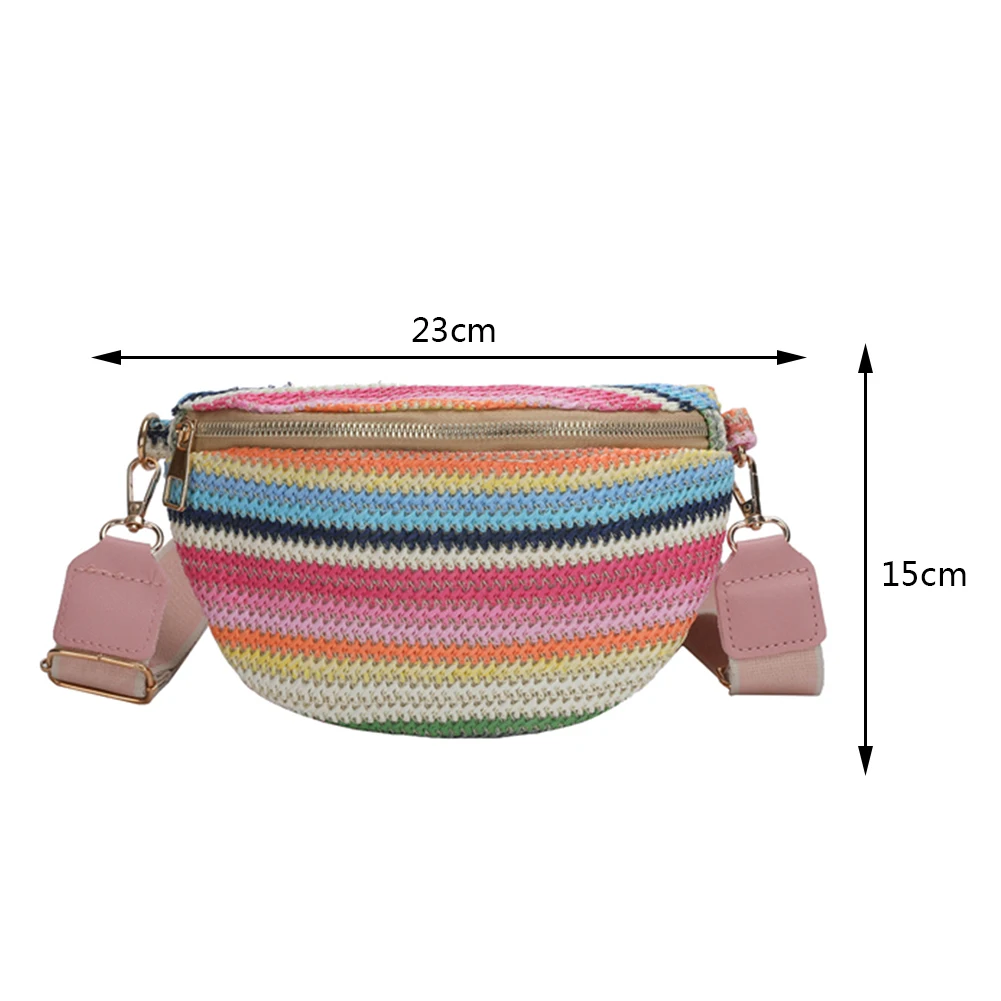 Rainbow Striped Fanny Pack Bum Bag Fashion Female Sling Waist Pack Casual Adjustable Strap Simple Portable for Weekend Vacation