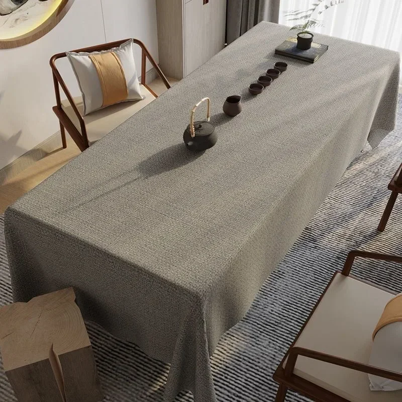 Chinese classical cotton linen tablecloth fabric waterproof tea tablecloth solid color tablecl HODAN174