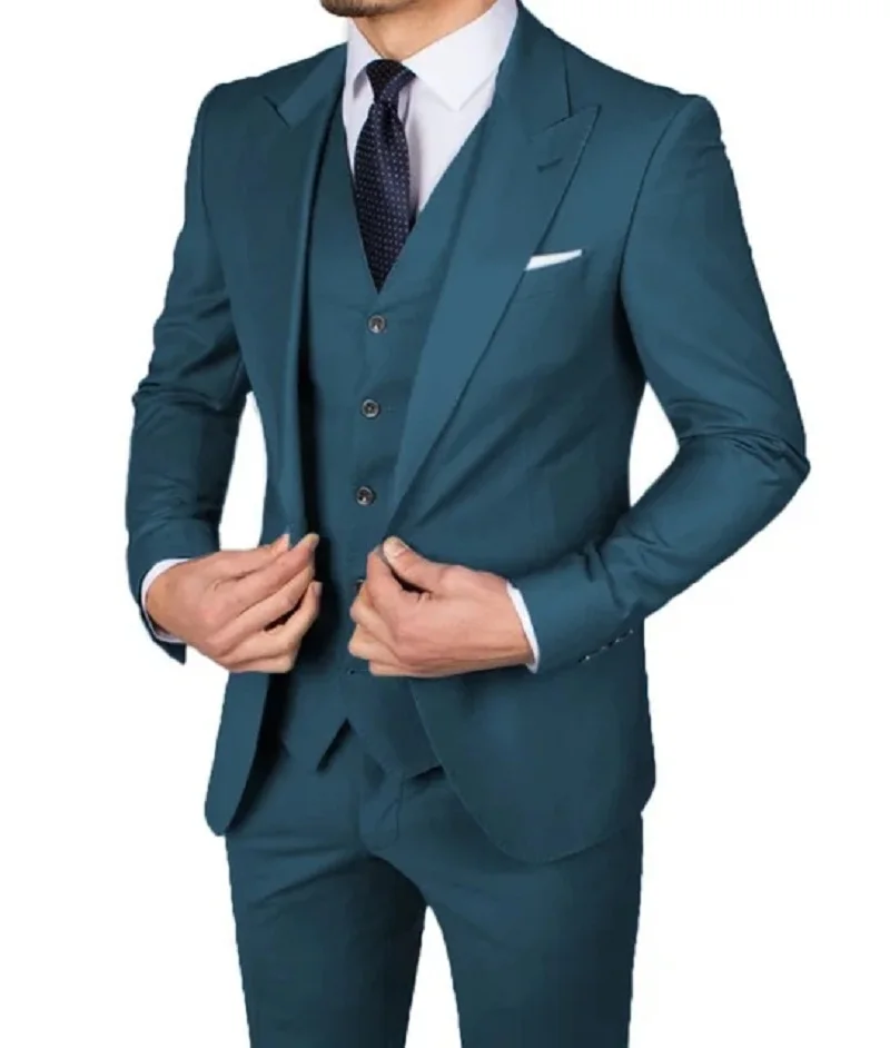 Burgundy Men Suits 3 Pcs Groom Wear Wedding Suits Formal Tuxedo Party Best Man Blazer Costume Homme Slim Fit Terno