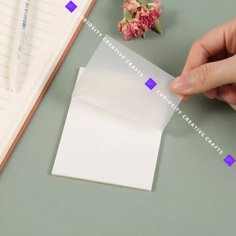 

50 Sheets Transparent Postit Stiky Note Pads PET Waterproof Posted It Notepad School Aesthetic Stationery Office Supplies Memo