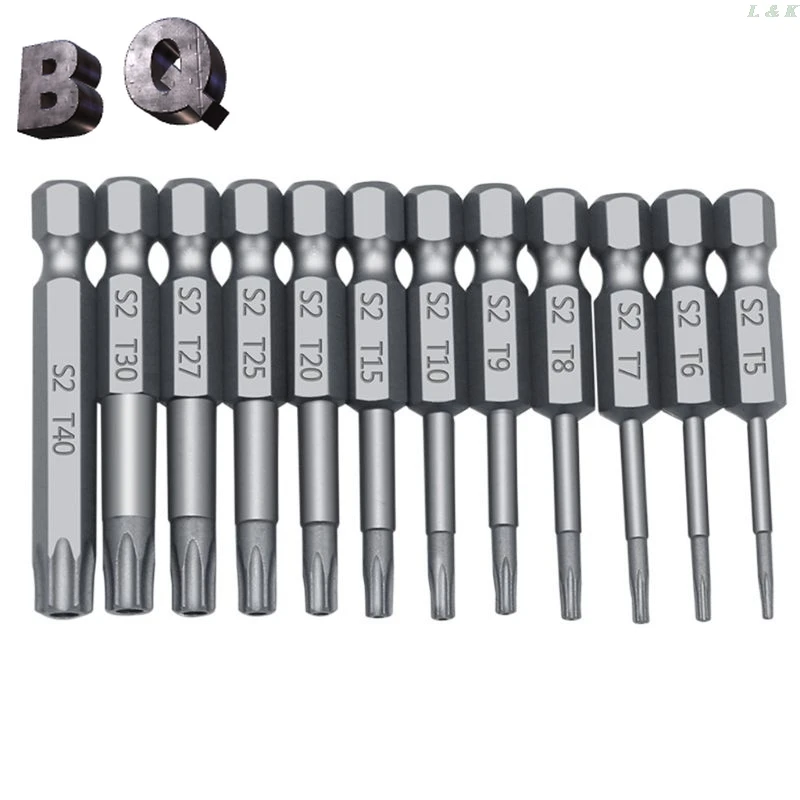 11/12 Pcs Tamper Proof Security Drill Magnetic Bit Set Torx Screwdriver Flat Head 1/4