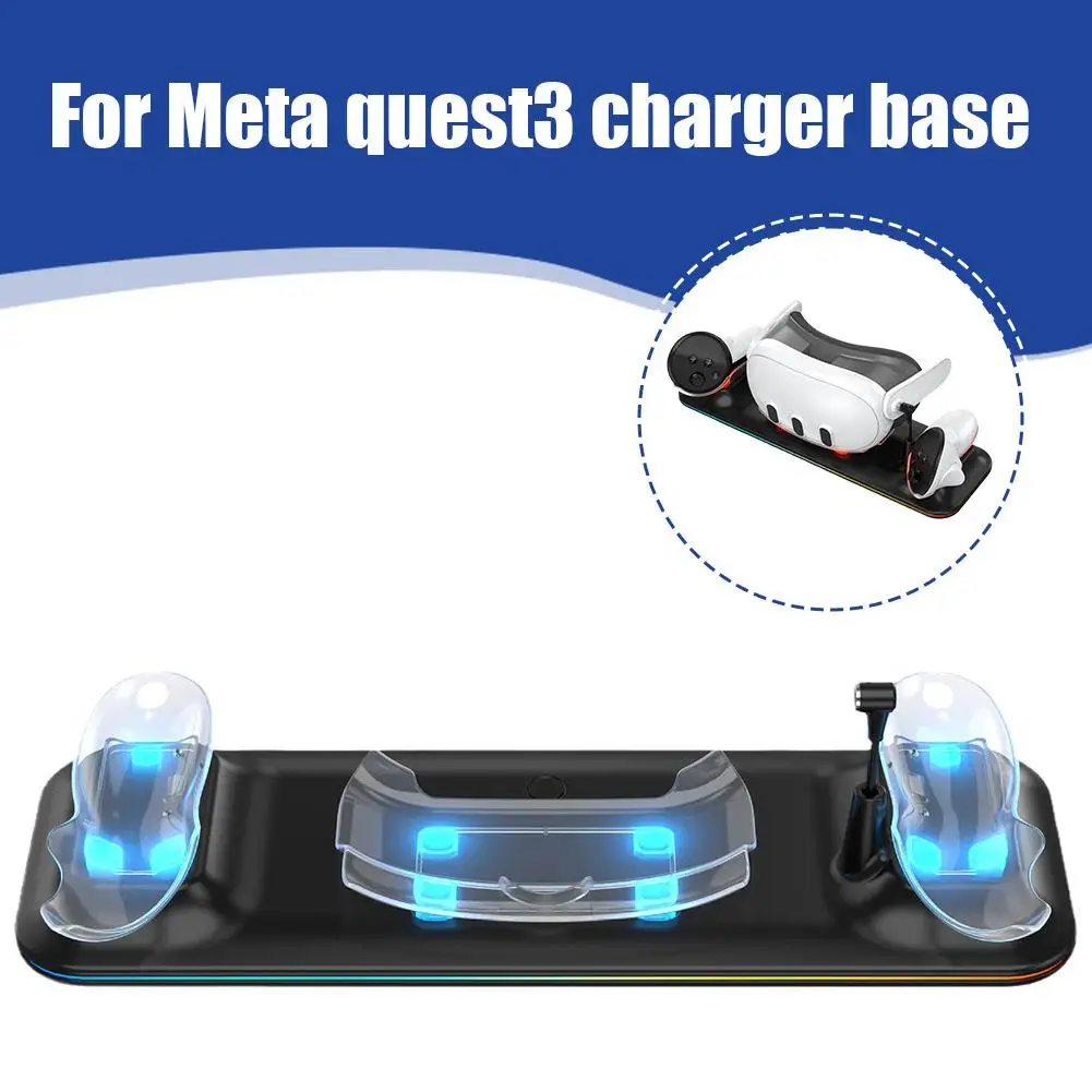 

For Meta Quest 3 Head-mounted Charging Base With RGB Controller Charger Handle Station Base Lights Mount Accessories Effect Z9E4