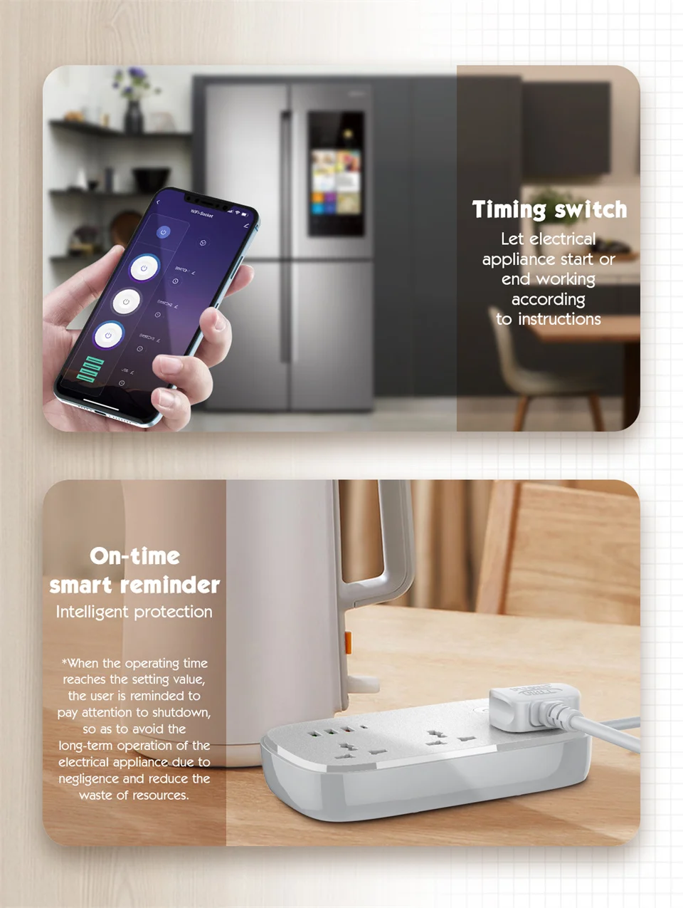 adaptador de soquete, suporte de extensão, aplicativo Tuya Smart Life, 2m, 3 saídas