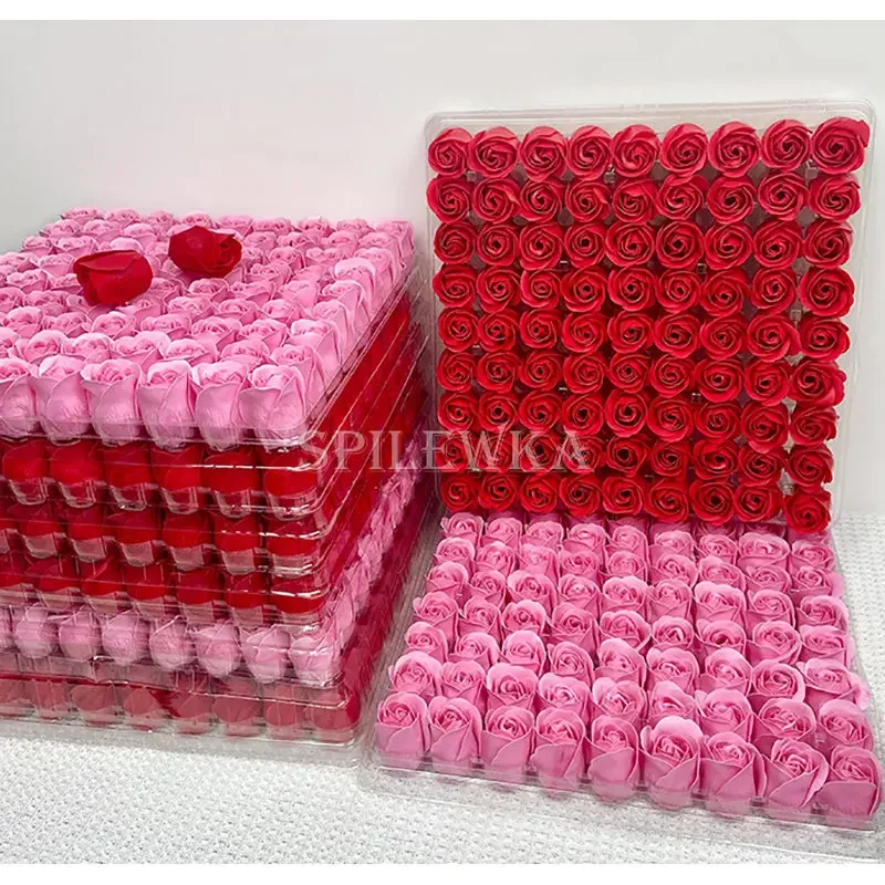 

Spilewka 243pcs/3lot Three-Layer No Flower Base Roses Heads Home Decoration Wedding Mother's Day DIY Gift Box Artificial Flower