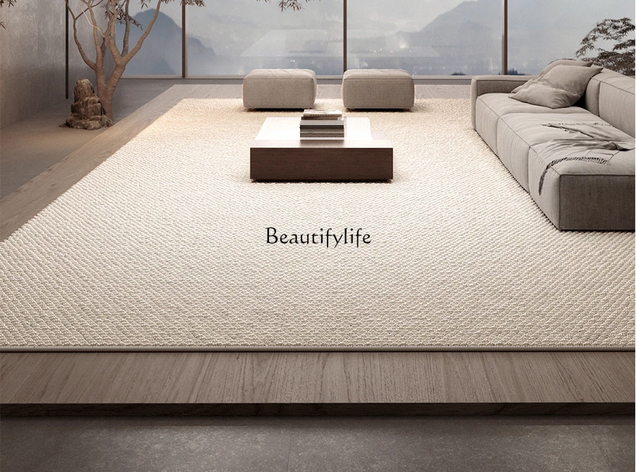 

Plain Carpet Living Room Waterproof Antibacterial Light Luxury Advanced Cream Style Household Solid Color Bedroom