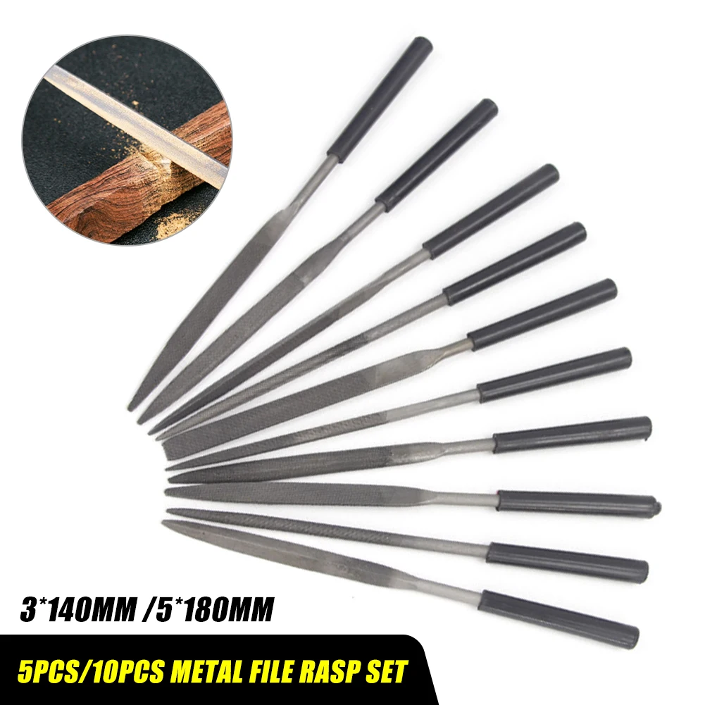 

5Pcs/10Pcs Metal File Rasp Set High Hardness Alloy File 3*140mm 5*180mm Comfortable Grip Including Flat Triangle Round Square