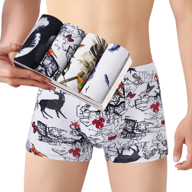 

Men's Panties 4pcs/Lot Male Underpants Man Pack Shorts Boxers Underwear Fashion Sexy Mens Boxer Ultrathin Large Size L-4XL
