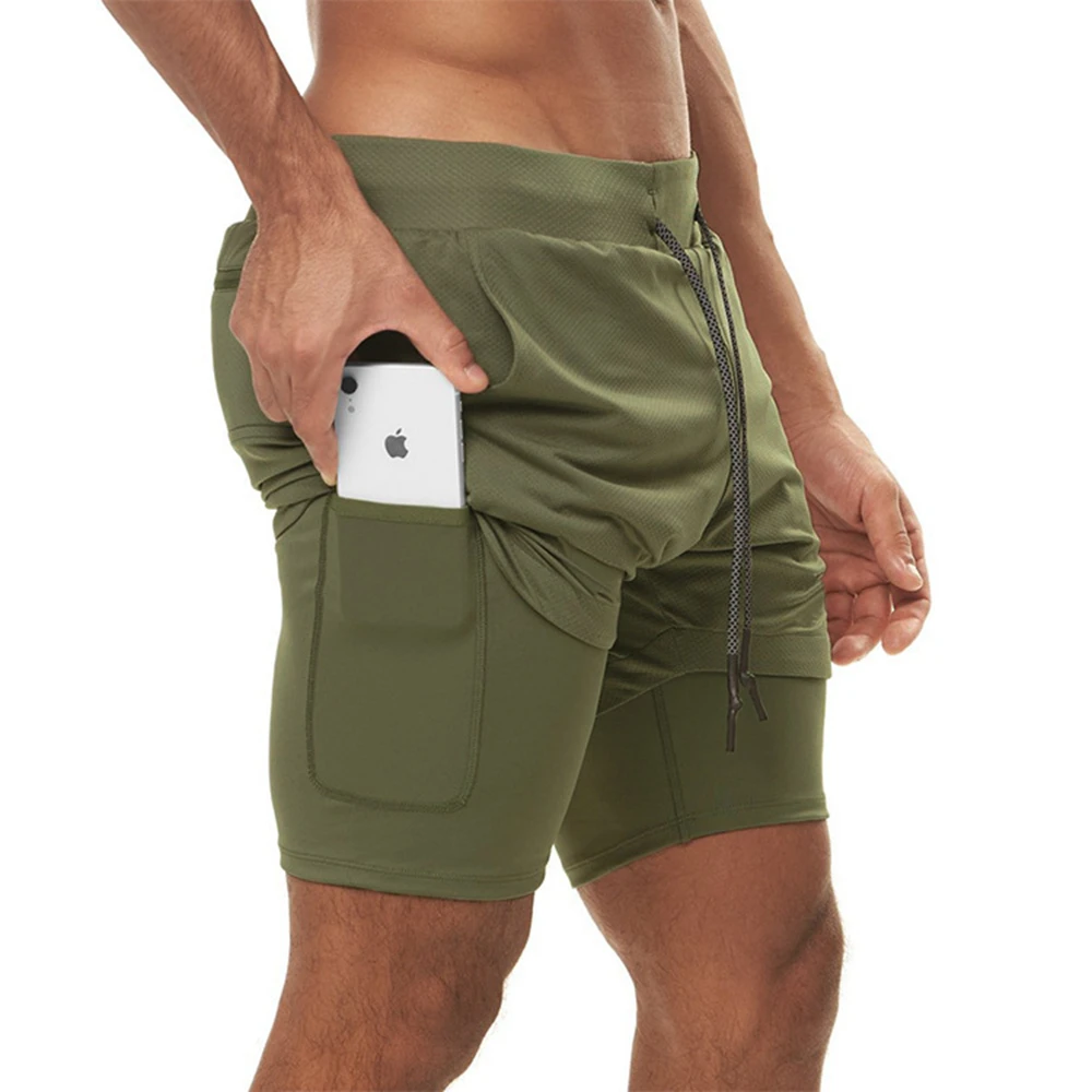 Extra 5XL Plus Size Mens 2 IN 1 Workout Fitness Shorts Double Deck Breathable Jogger Gym Bodybuilding Quick Dry Running Shorts 2