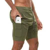 Extra 5XL Plus Size Mens 2 IN 1 Workout Fitness Shorts Double Deck Breathable Jogger Gym Bodybuilding Quick Dry Running Shorts 2