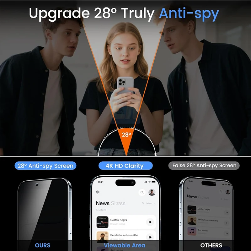 Enhanced Privacy Screen Protector - 2-4 Piece Full Cover Tempered Glass