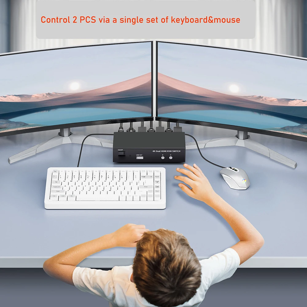 デュアルモニターkvmスイッチ,2x2,4 k 60hz,usb hdmi - AliExpress